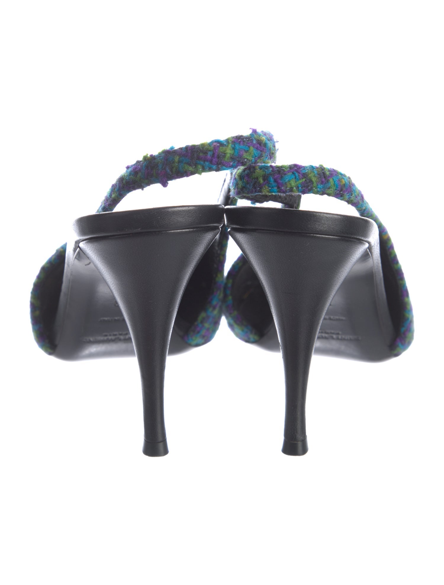 Saint Laurent Tweed Animal Print Slingback Pumps